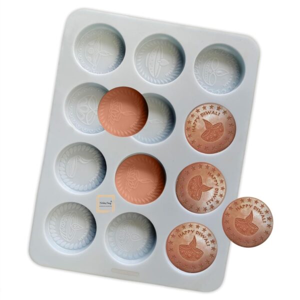Happy Diwali Round Diya Coin Chocolate Silicone Mold - Image 2