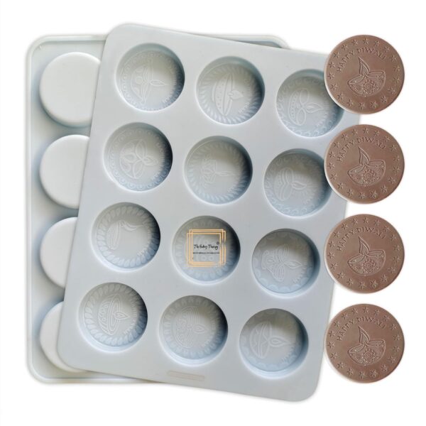 Happy Diwali Round Diya Coin Chocolate Silicone Mold - Image 3