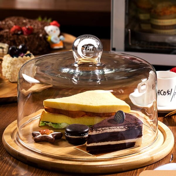 Wooden Cake Stand With Glass 10" - Image 3