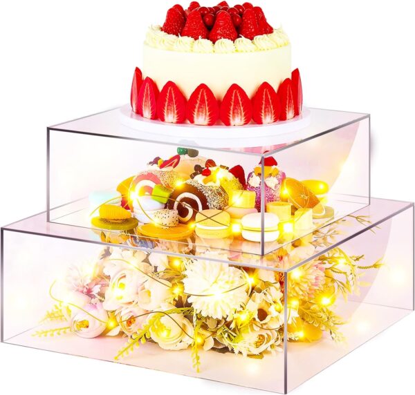 Square Tire Cake Spacer 6″ X 4″ Acrylic Clear Cake Display Spacer - Image 5