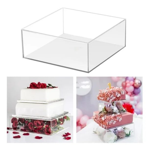 Square Tire Cake Spacer 6″ X 4″ Acrylic Clear Cake Display Spacer - Image 4