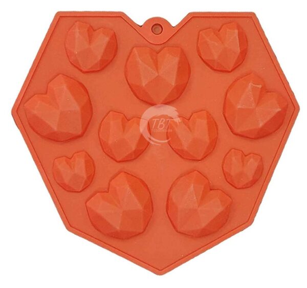 11 Cavity 3D Small Diamond Heart Silicone Mold - Image 2