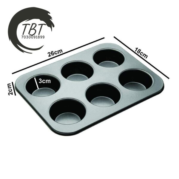 Carbon Steel Muffin/Cupcake Tray - 6 Slot - Image 2