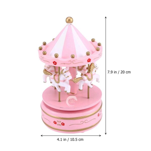 Carousel Rotating Musical Horse Music Box Toy - Pink - Image 2