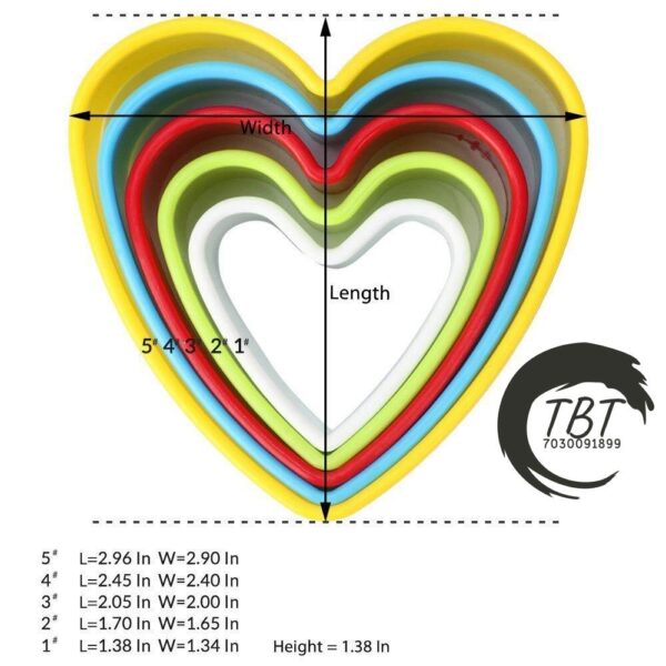 Plastic Heart Cookie Cutter Set { Pack of 5 Piece } - Image 2