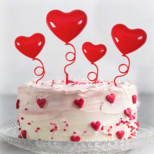 Plastic Red Heart Balloon Cake Topper - Image 2