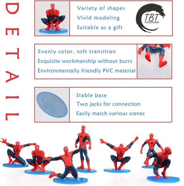 SpiderMan Cake Decorating Toy Topper { Set Of 7 Piece } - Image 2
