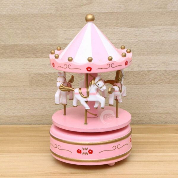 Carousel Rotating Musical Horse Music Box Toy - Pink - Image 3