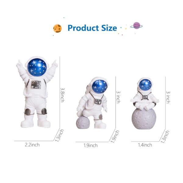 3 Pcs Set Blue Space Astronaut Toy for Cake Toppers - Image 2