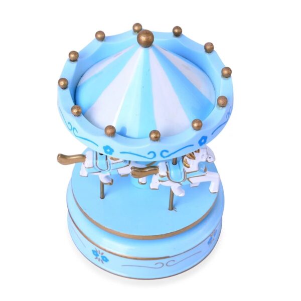Carousel Rotating Musical Horse Music Box Toy - Blue - Image 4