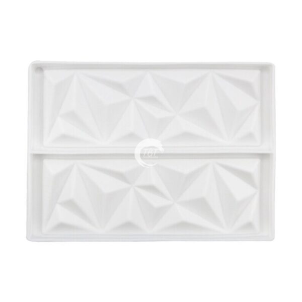 3D 2 Cavity Rectangle Diamond Garnishing Shape Chocolate Mold - Image 3