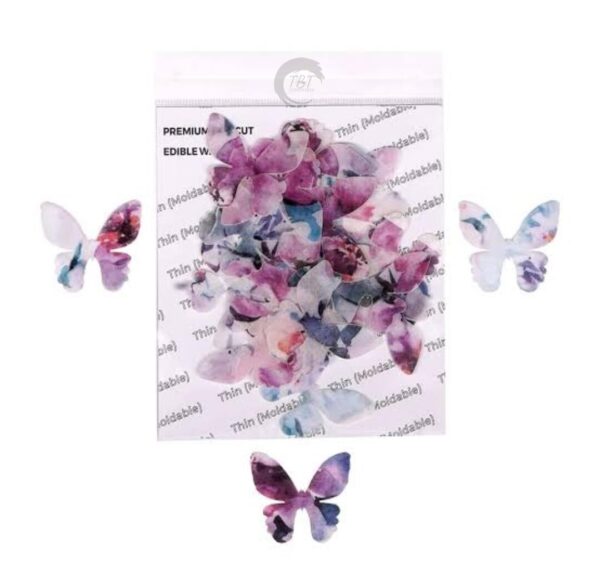 Abstract Purple Color Edible Pre-Cut Butterfly Wafer Paper - Image 4