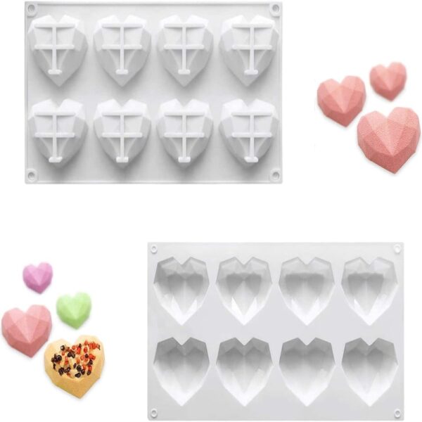 8 Cavity 3D Heart Silicone Mousse Dessert Mold - Image 3