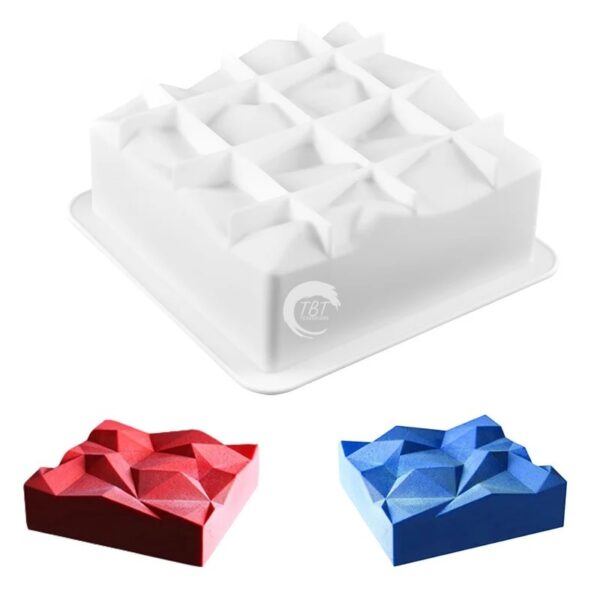 Square Irregularity 3D Diamond Shaped Silicone Cake Mold - Image 3