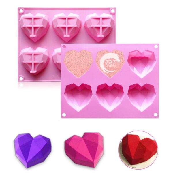 6 Cavity Heart Shape 3D Silicone Mold - Image 3