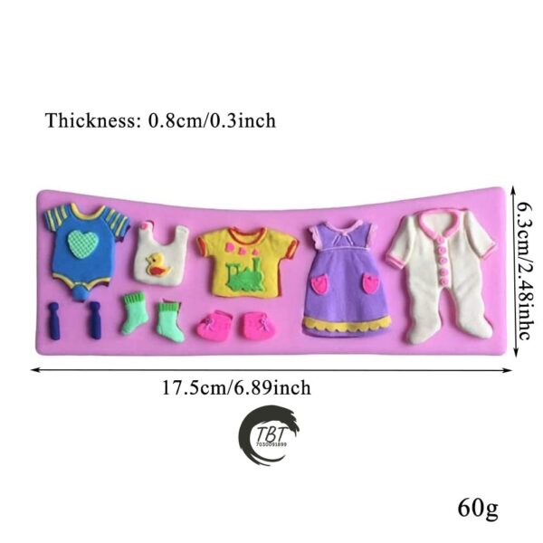 3D Baby Clothes Silicone Fondant Mold - Image 3