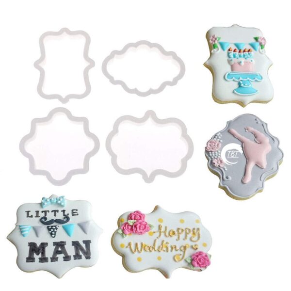 4Pcs Vintage Plaque Frame Fondant And Cookie Cutter - Image 5