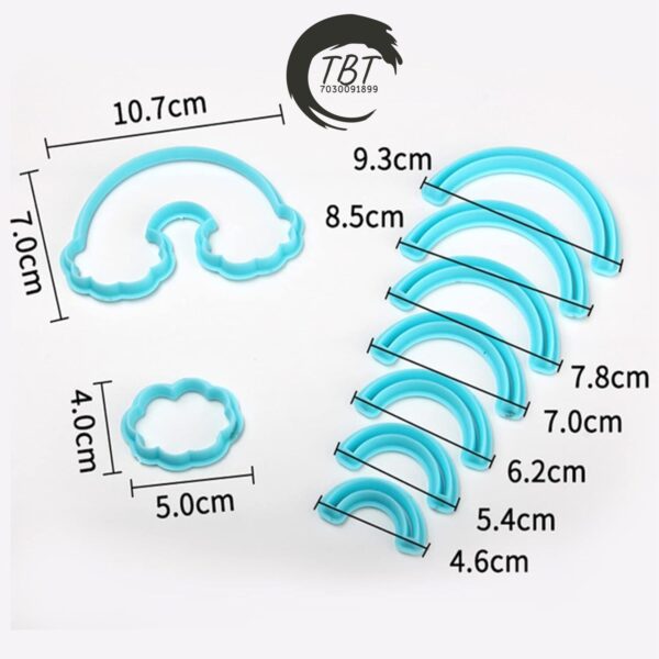 9 Pieces Rainbow and Cloud Fondant And Cookie Cutter Set - Image 2