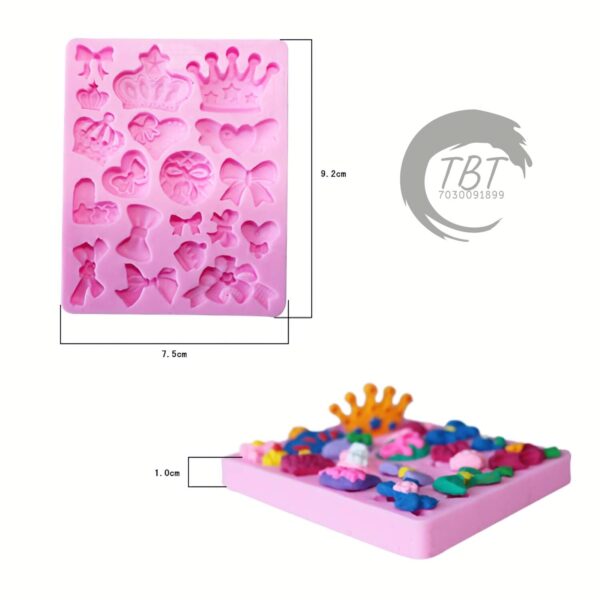Bows Crown Heart Silicone Fondant Mold - Image 2