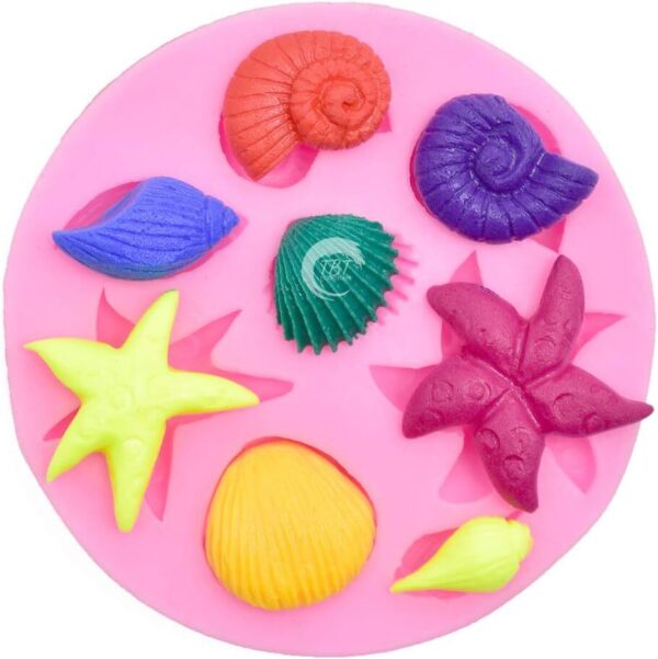 Star Fish And Sea Shell Theme Silicone Fondant Mold - Image 3