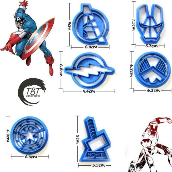 6 Pcs Avengers Theme Cookie And Fondant Cutter - Image 2
