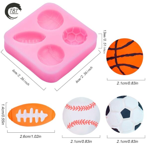 4-Cavity Sports Ball Silicone Fondant Mold - Image 4