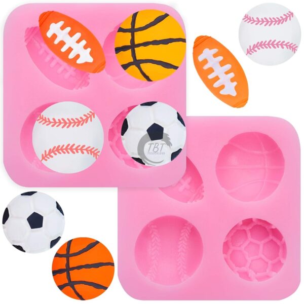 4-Cavity Sports Ball Silicone Fondant Mold - Image 2