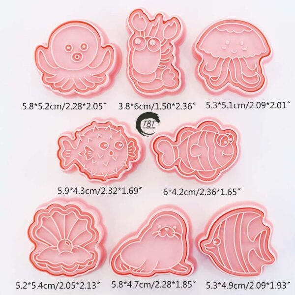 8 Pcs Sea Creatures Cookie And Fondant Cutter - Image 3