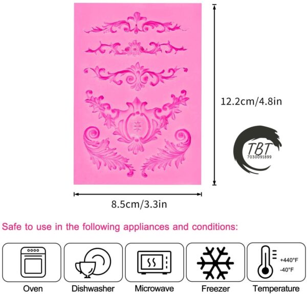 Baroque Vintage Curlicues Silicone Fondant Mold - Image 3