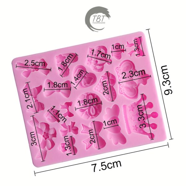 Bows Crown Heart Silicone Fondant Mold - Image 3