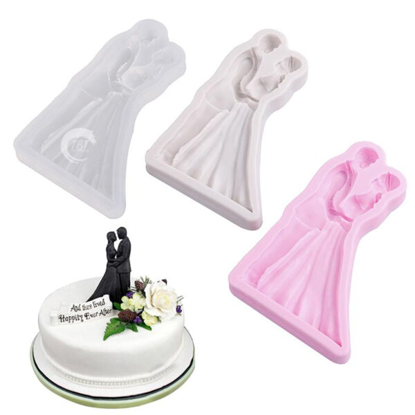 Bride and Groom Wedding Couple Silicone Fondant Mold - Image 4