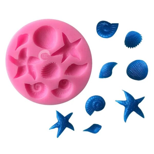 Star Fish And Sea Shell Theme Silicone Fondant Mold - Image 4