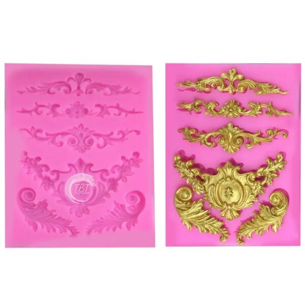 Baroque Vintage Curlicues Silicone Fondant Mold - Image 2
