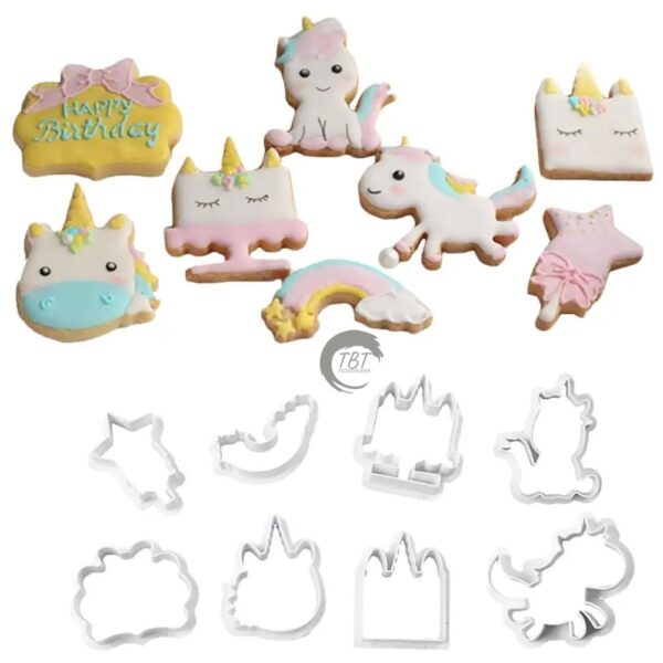 8 Pcs Multiple Unicorns Fondant And Cookie Cutter - Image 2