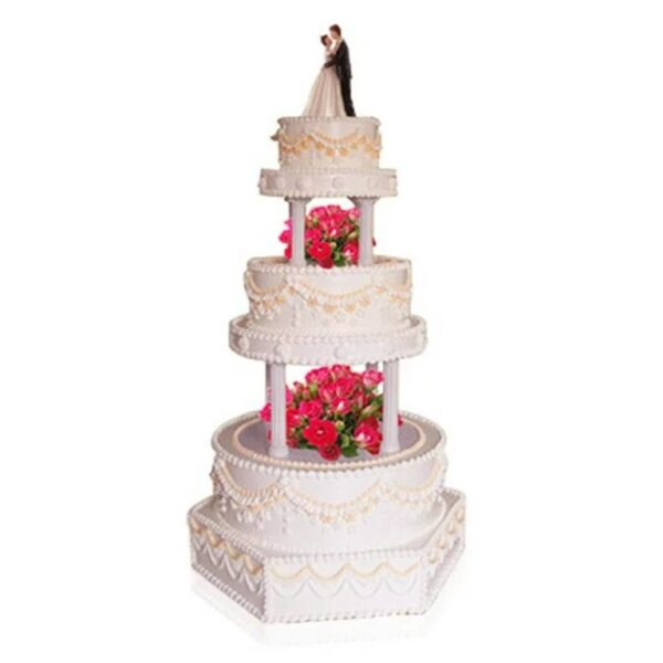 6 Piece Plastic Cake Pillars Tiered Cake Construction 5 Inch - Image 2