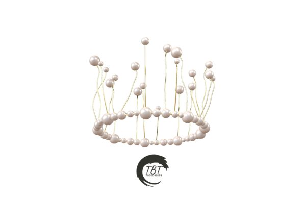 White Pearl Crown Cake Topper - Image 4