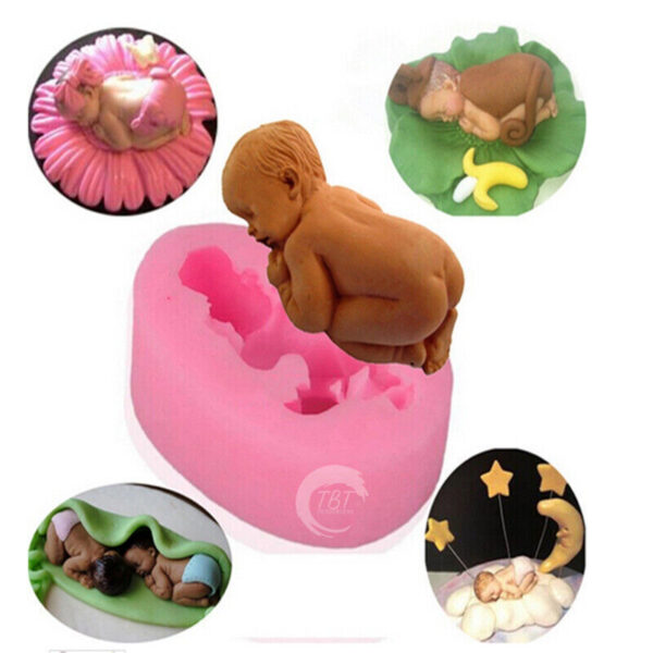 Small 3D Sleeping Baby Silicone Fondant Mold - Image 6