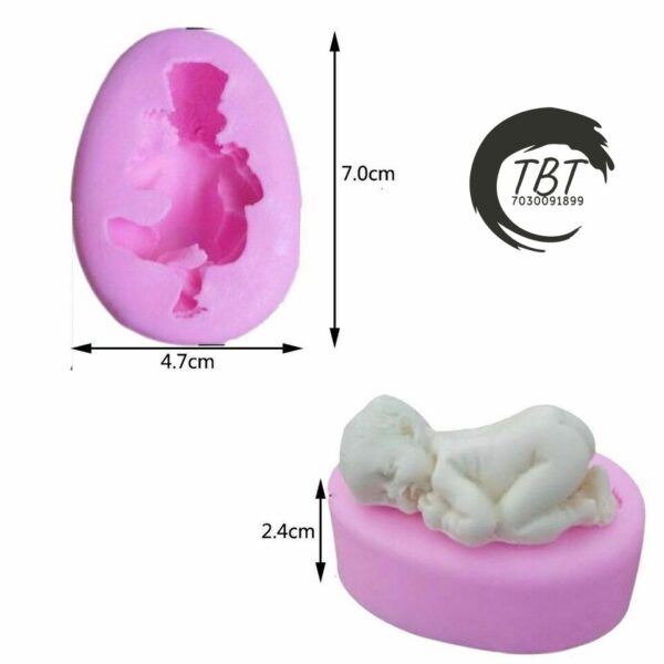 Small 3D Sleeping Baby Silicone Fondant Mold - Image 4