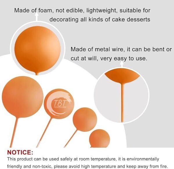 20Pcs Orange Faux Ball Cake Decoration - Image 2