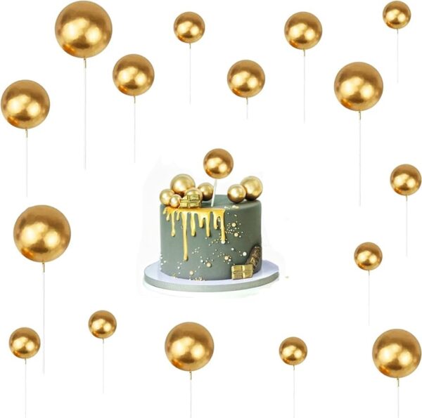 20Pcs Golden Faux Ball Cake Decoration - Image 3