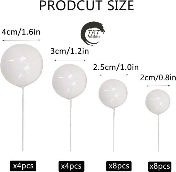 20Pcs White Faux Ball Cake Decoration - Image 3