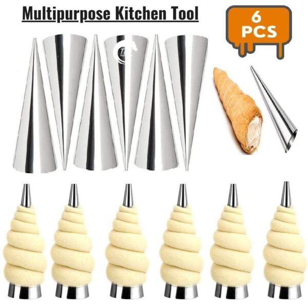6 Pcs Stainless Steel Cream Roll Baking Tube - Image 4