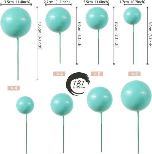 20Pcs Teal Faux Ball Cake Decoration - Image 2
