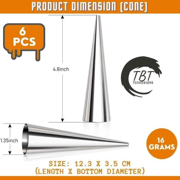 6 Pcs Stainless Steel Cream Roll Baking Tube - Image 2
