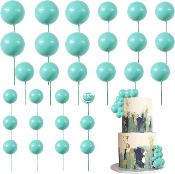 20Pcs Teal Faux Ball Cake Decoration - Image 3