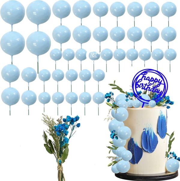20Pcs Sky Blue Faux Ball Cake Decoration - Image 2