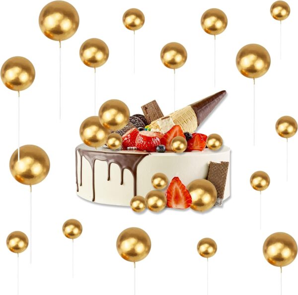 20Pcs Golden Faux Ball Cake Decoration - Image 2