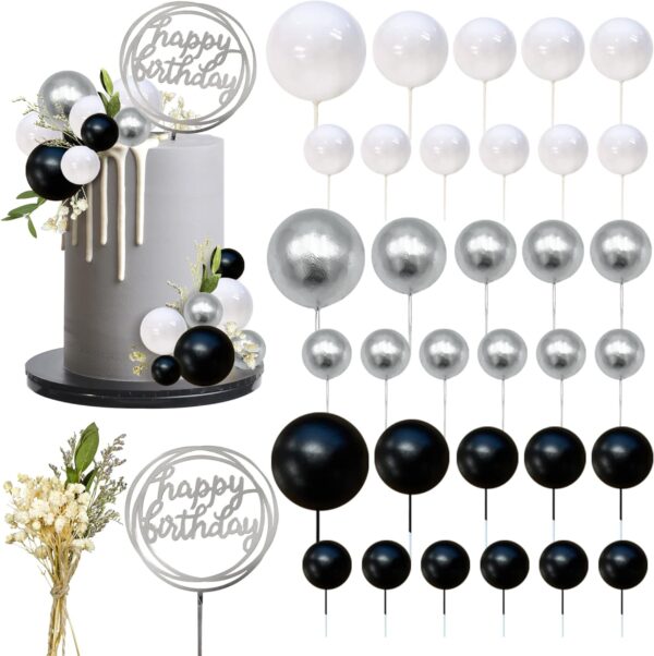 20Pcs Silver Faux Ball Cake Decoration - Image 2