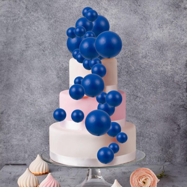 20Pcs Royal Blue Faux Ball Cake Decoration - Image 2