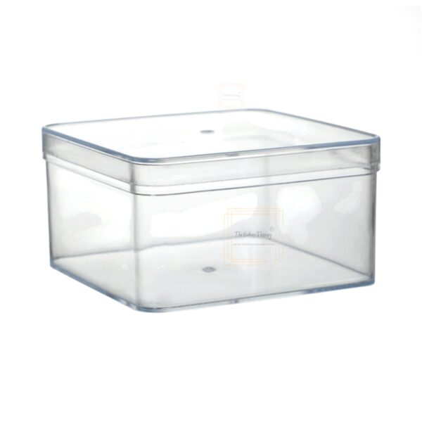 Transparent Acrylic Dessert Square Tub With Lid (Pack of 3) - Image 3